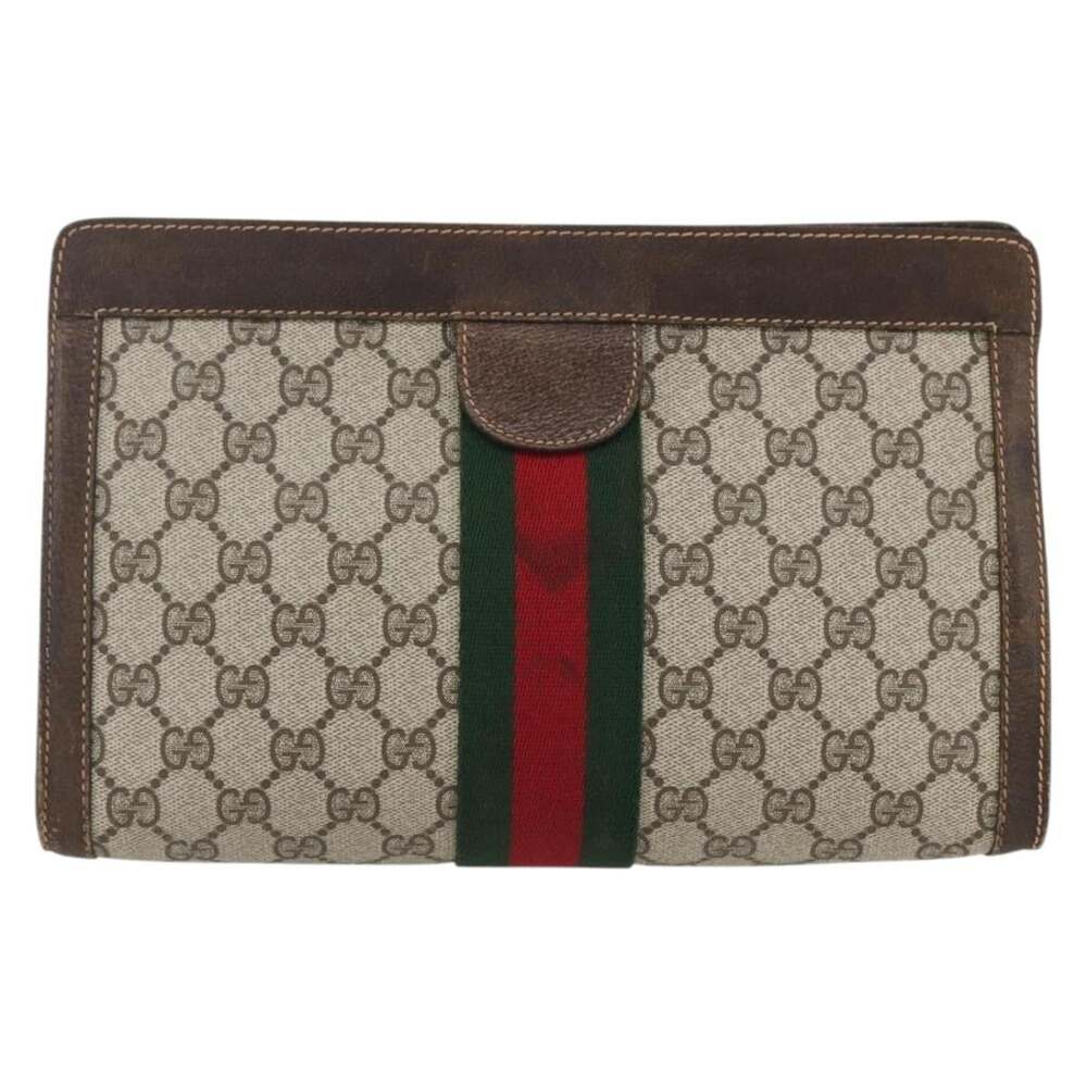 Gucci GG Supreme Web Clutch Bag Beige